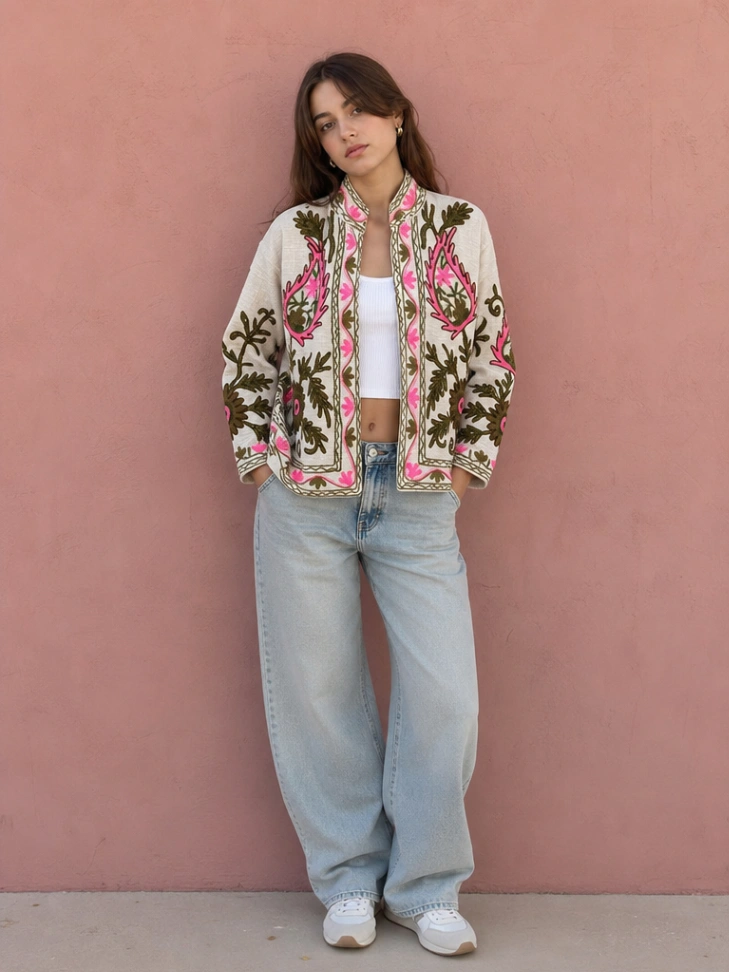 Women's Cotton TNT Suzani Embroidery Jacket