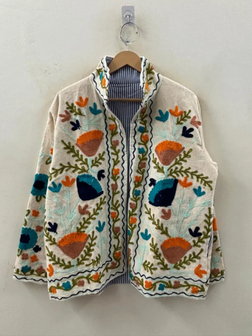 Vintage Suzani Embroidered Jacket – Handmade Boho Chic Outerwear