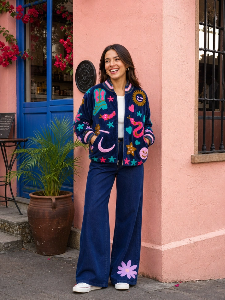 Bohemian Velvet Embroidery Jacket alternate view