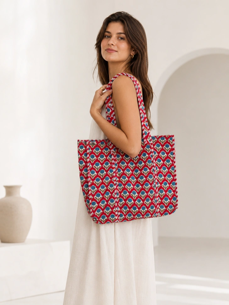 Women's Quilted Cotton Shoulder Bag