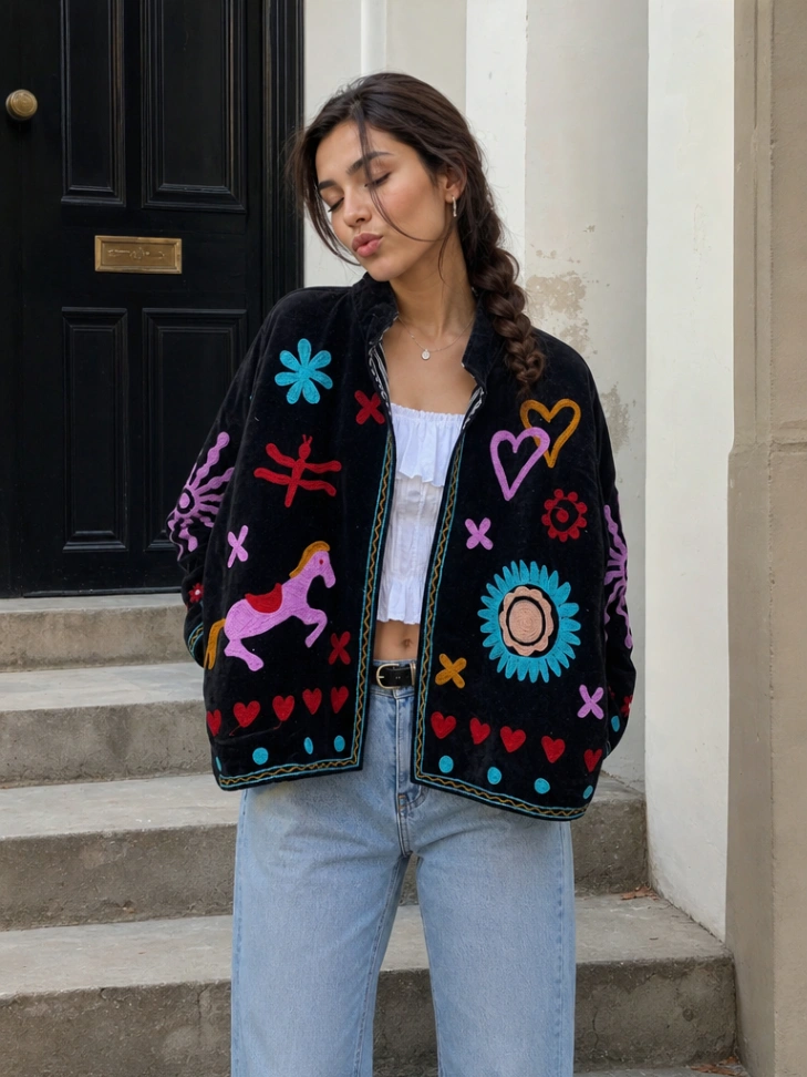 Traditional Embroidered Velvet Jacket