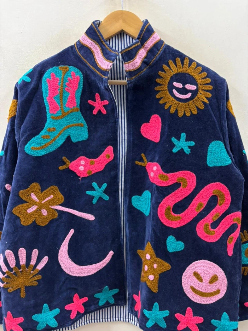 Bohemian Velvet Embroidery Jacket view 5