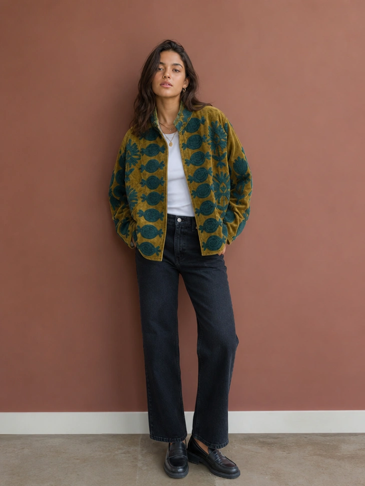 Premium Velvet Suzani Embroidered Jacket – Timeless Ethnic Fashion