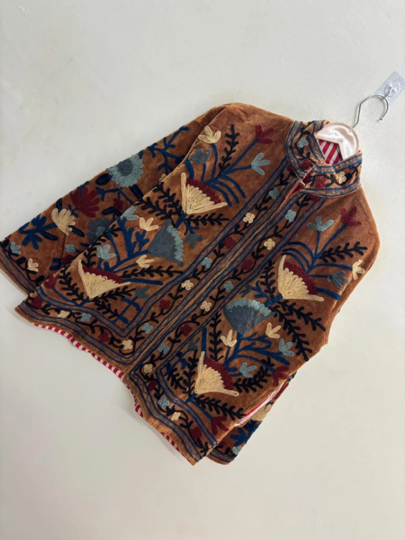 Artisan Suzani Jacket – Colorful Embroidered Women's Coat view 3