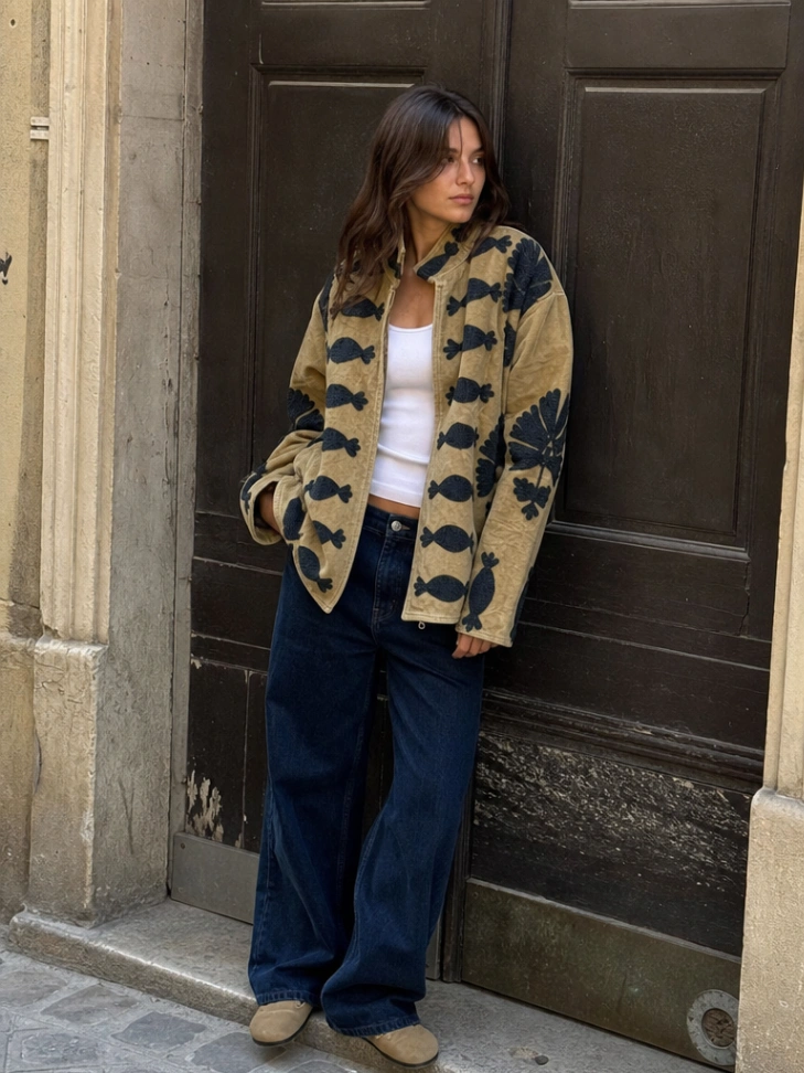 Luxury Embroidered Velvet Coat