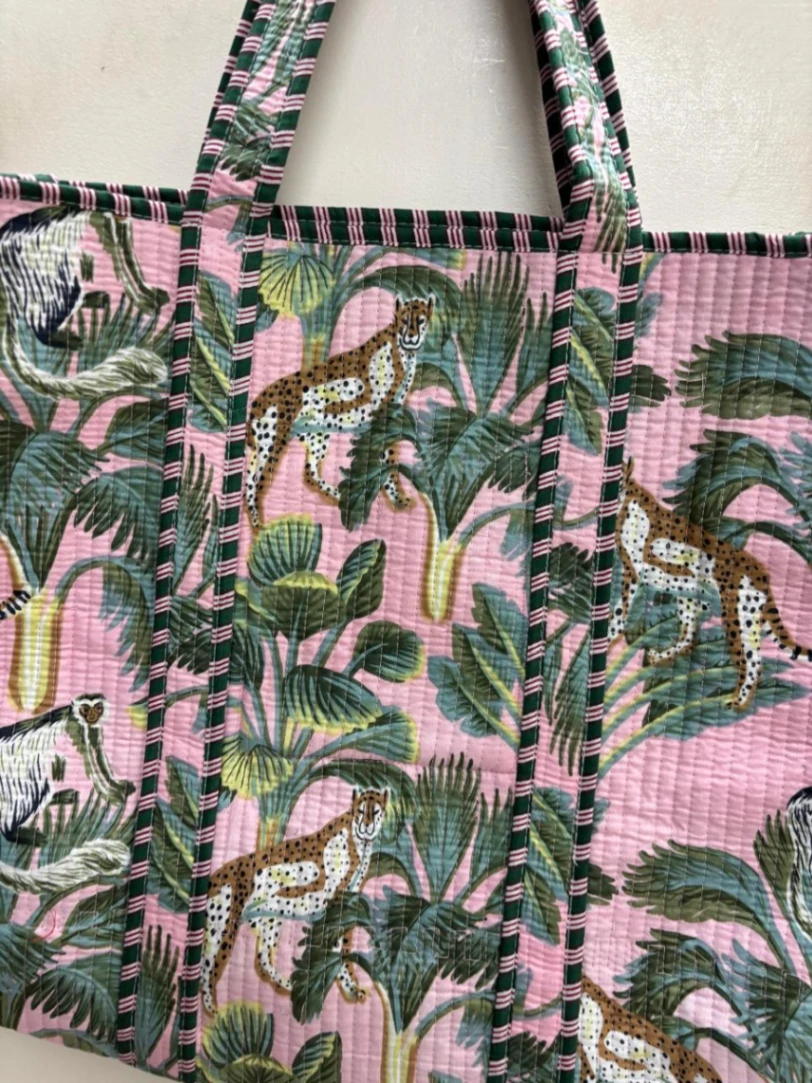 Reusable Fashion Tote Bag in Quilted Cotton view 3