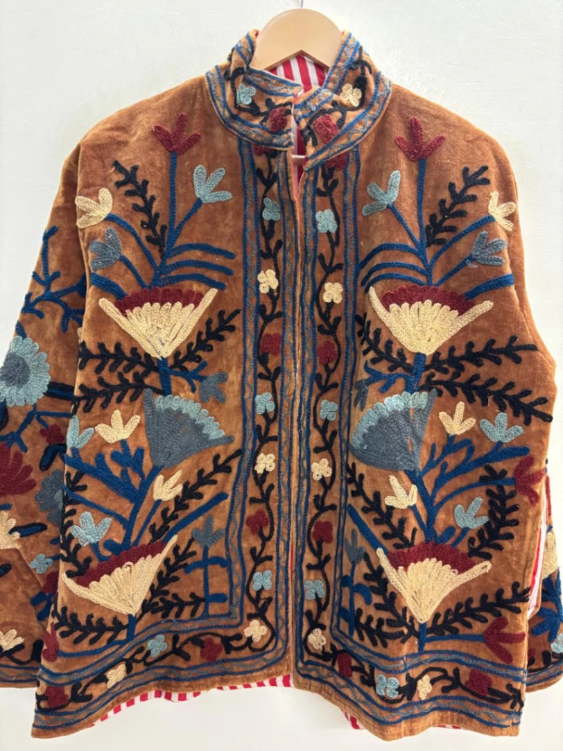 Artisan Suzani Jacket – Colorful Embroidered Women's Coat view 4