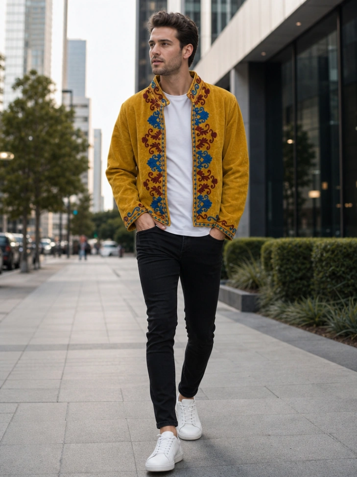 Cotton Velvet Suzani Jacket