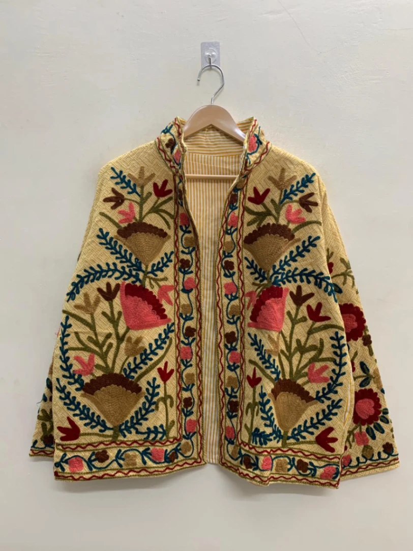 Handcrafted Cotton Suzani Jacket – Vibrant Embroidered Statement Outerwear