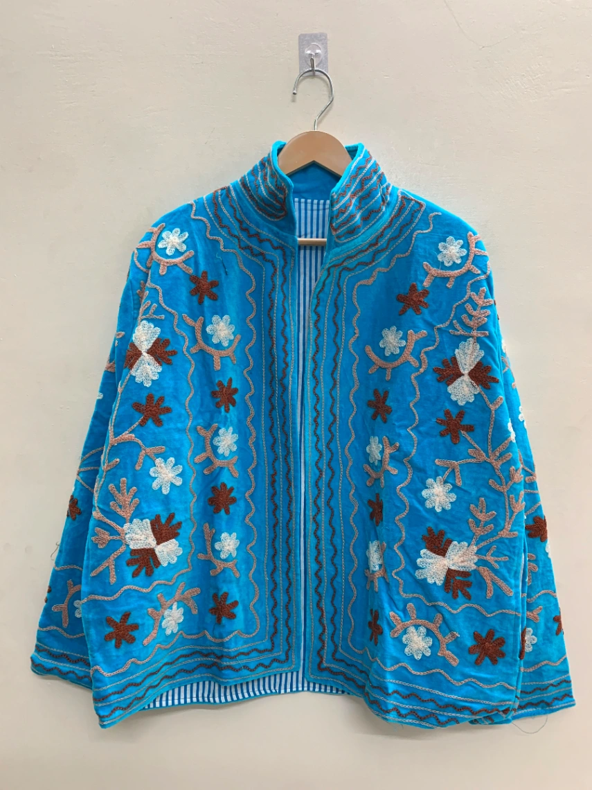 Vintage Floral Velvet Suzani Jacket alternate view