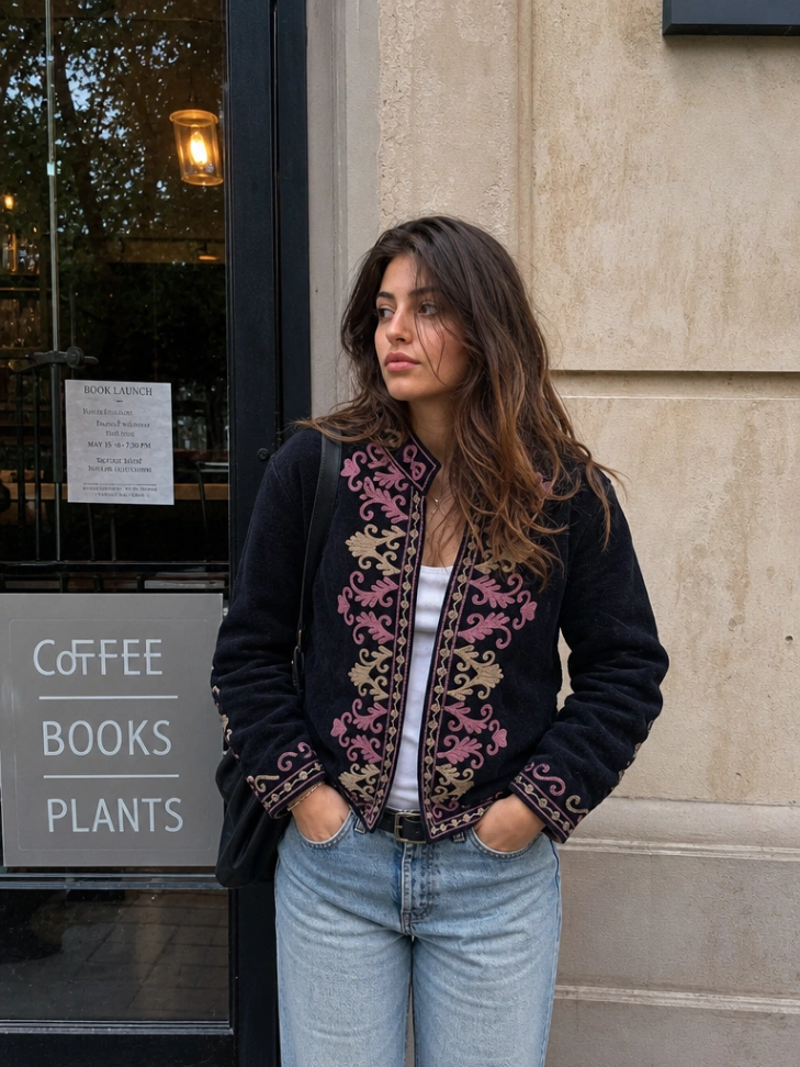 Women's Embroidered Velvet Suzani Jacket