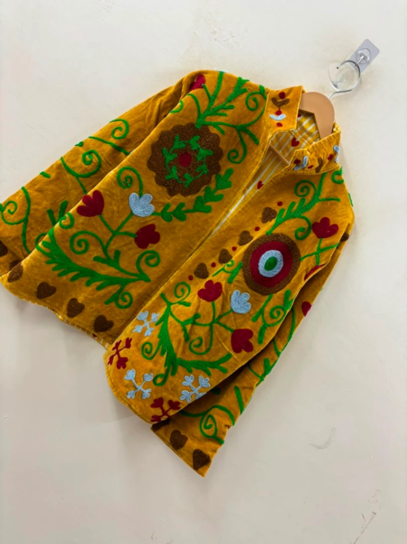 Women's Velvet Embroidered Suzani Jacket – Artisan Boho Wear view 3