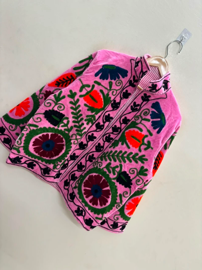 Bohemian Velvet Suzani Embroidery Jacket for Women view 3
