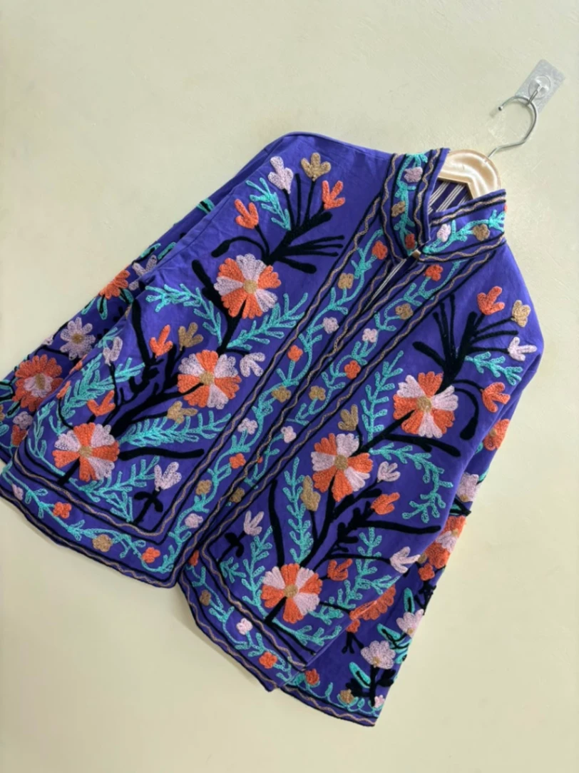 Handmade Cotton Suzani Embroidered Jacket for Women view 6