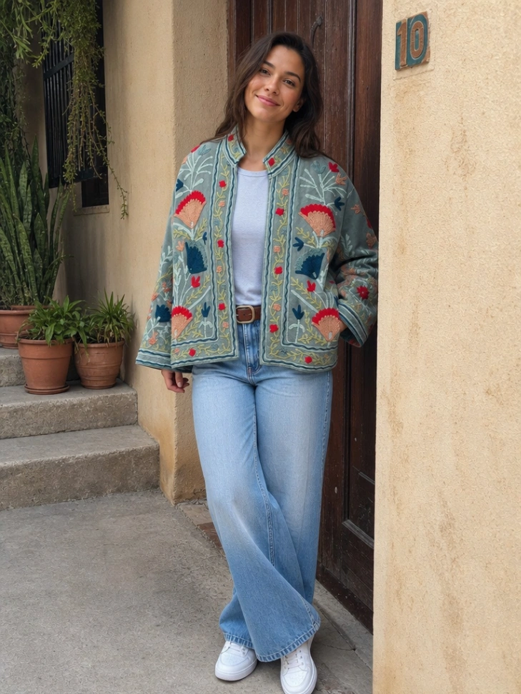 Elegant Velvet Suzani Jacket