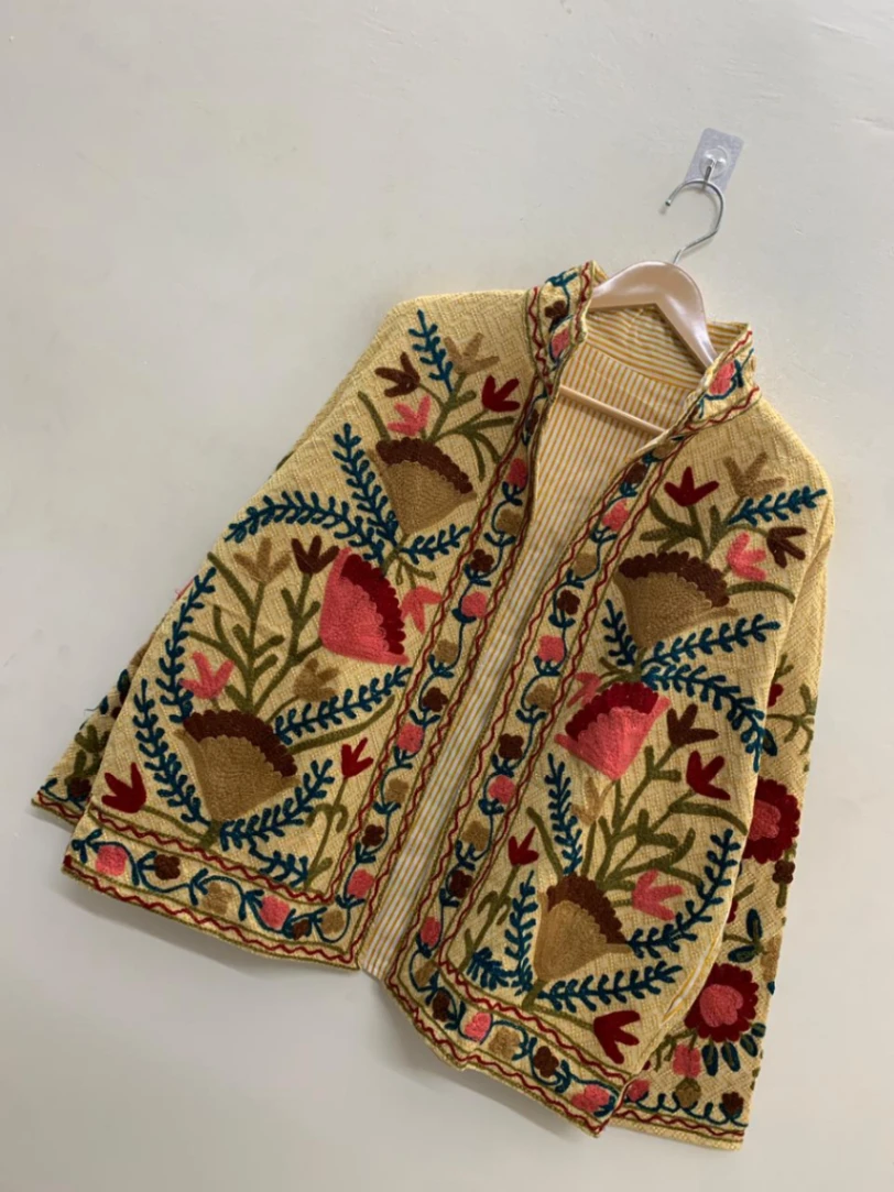 Handcrafted Cotton Suzani Jacket – Vibrant Embroidered Statement Outerwear view 3