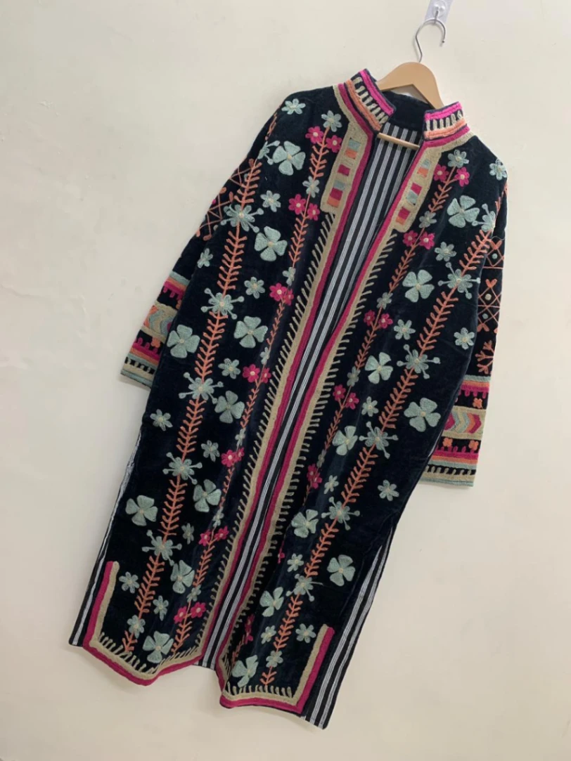Luxury Long Suzani Kimono | Handcrafted Embroidered Jacket view 4