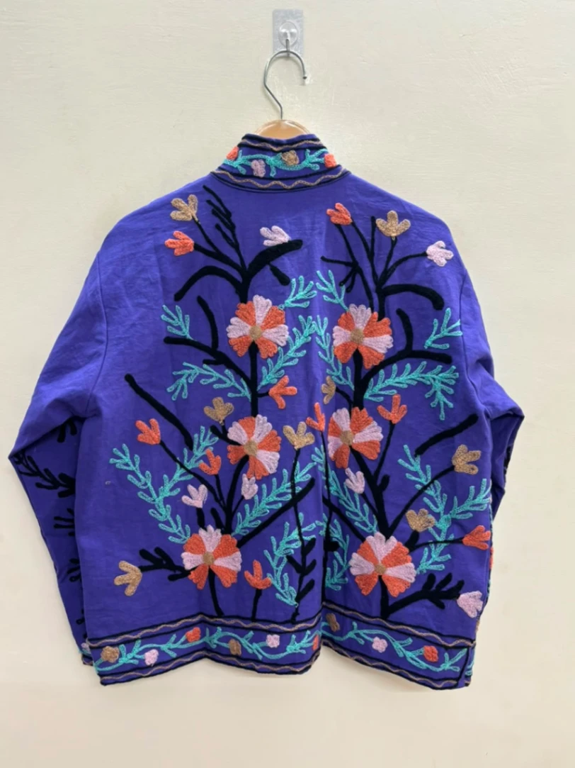 Handmade Cotton Suzani Embroidered Jacket for Women view 4
