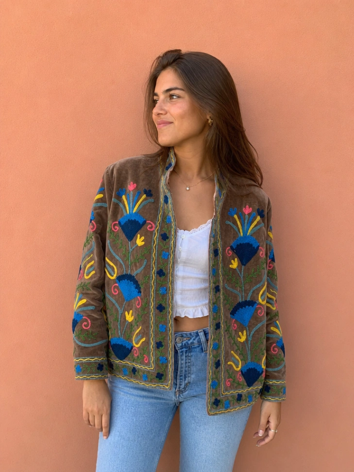 Women's Luxury Velvet Suzani Jacket