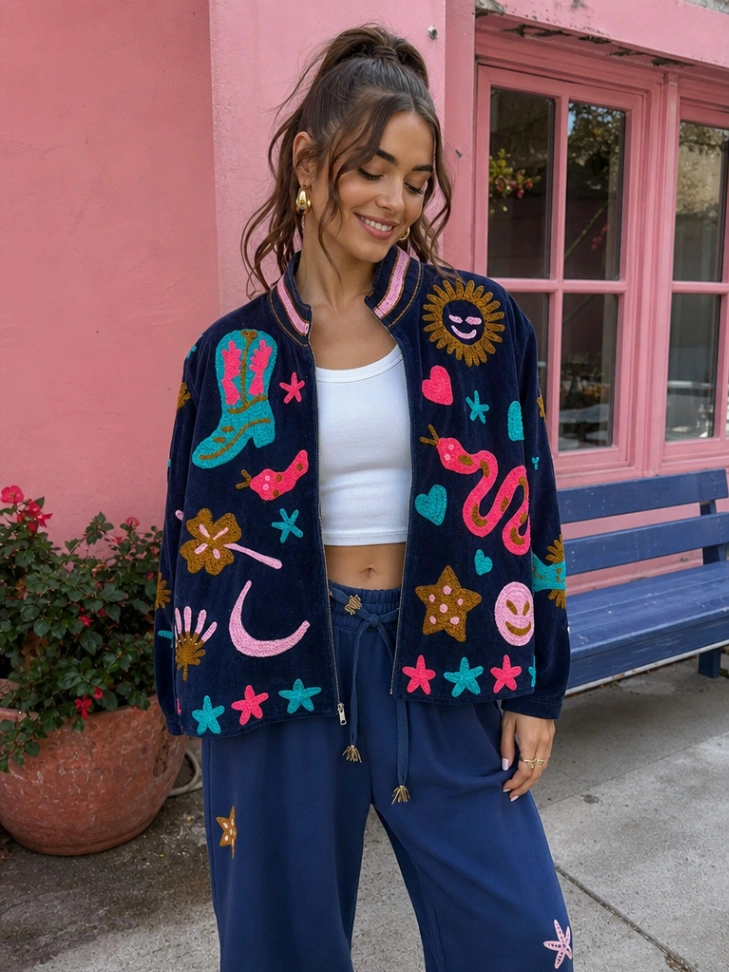 Bohemian Velvet Embroidery Jacket