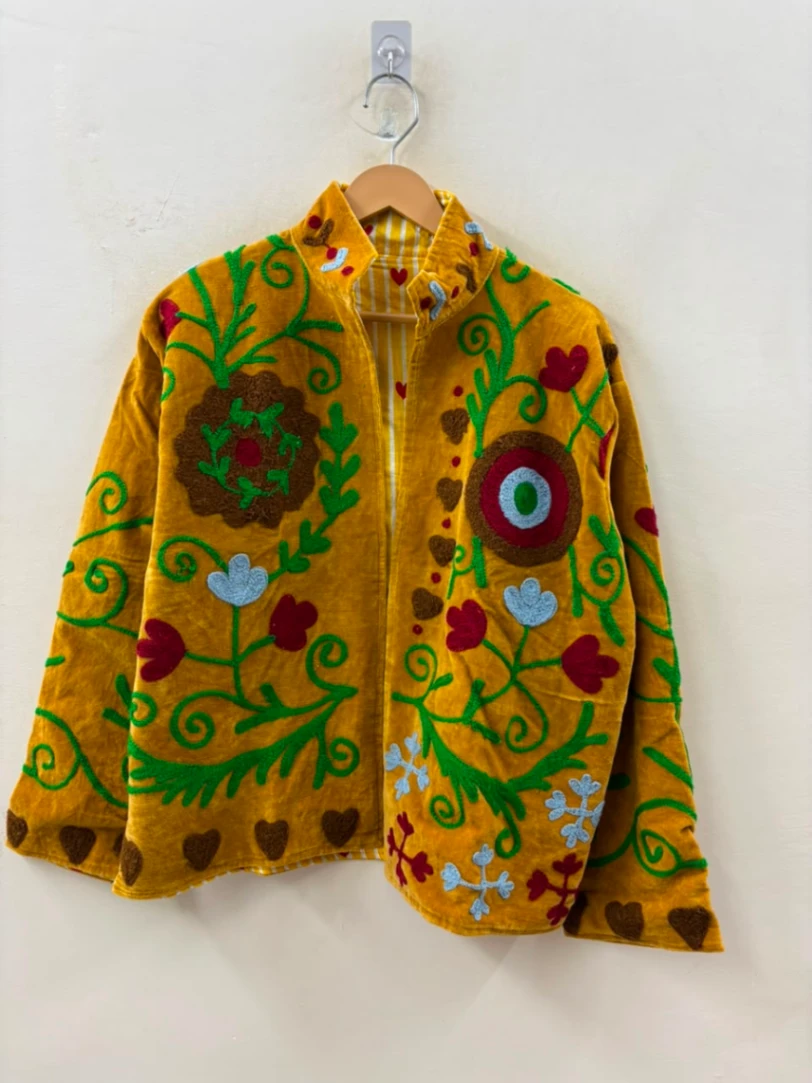 Women's Velvet Embroidered Suzani Jacket – Artisan Boho Wear
