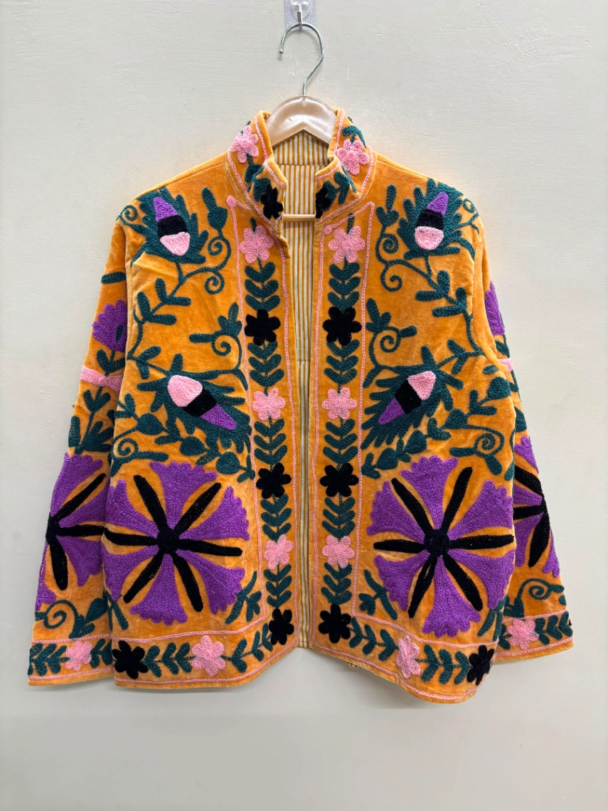 Embroidered Velvet Boho Jacket alternate view
