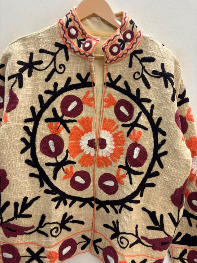 Vintage Style Cotton Suzani Embroidered Jacket view 4