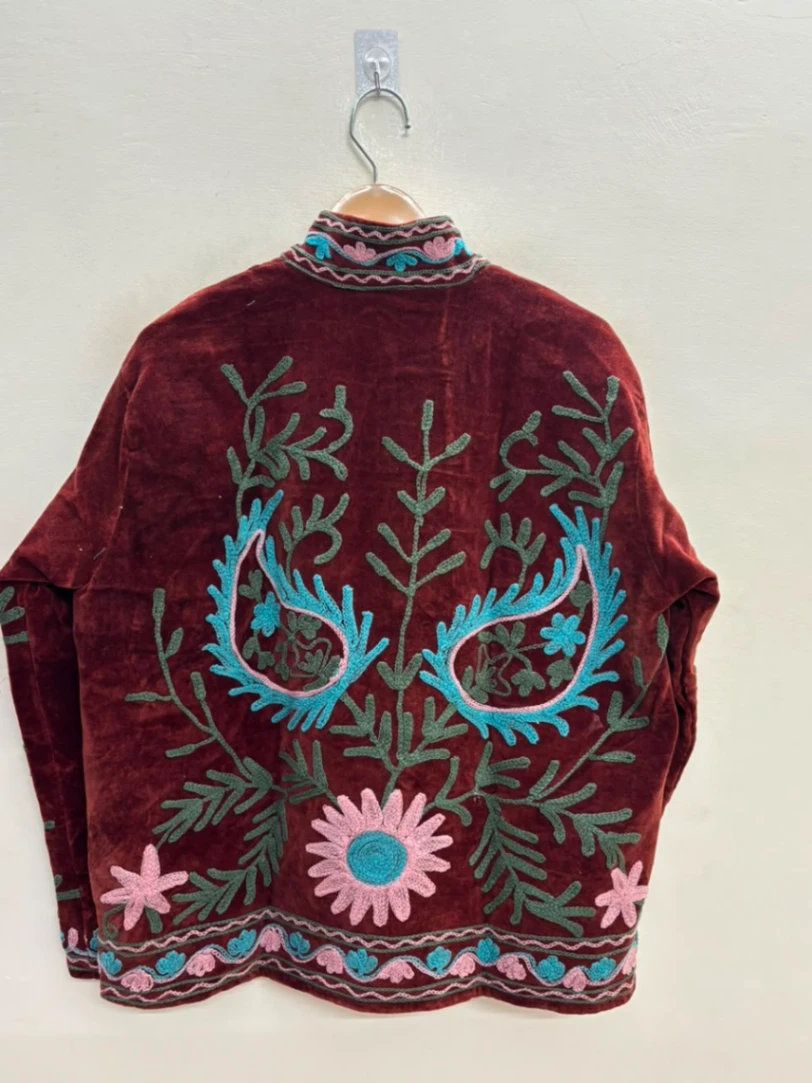 Traditional Suzani Embroidery Velvet Coat alternate view