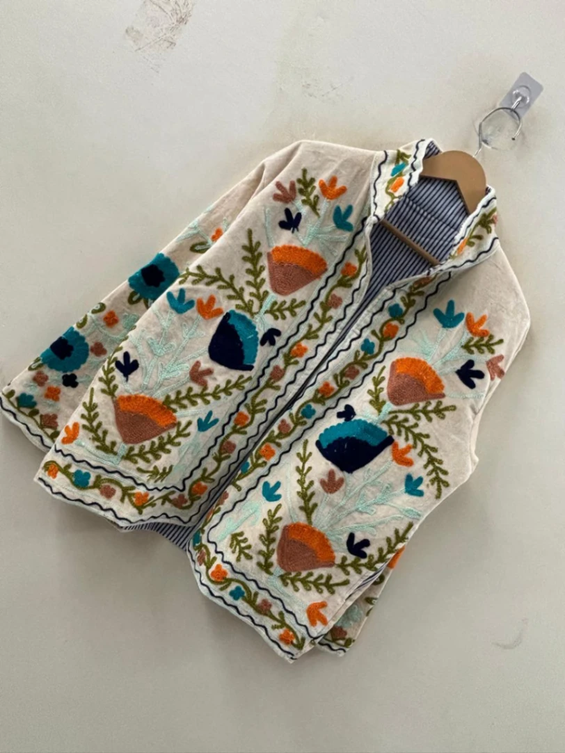 Vintage Suzani Embroidered Jacket – Handmade Boho Chic Outerwear view 3