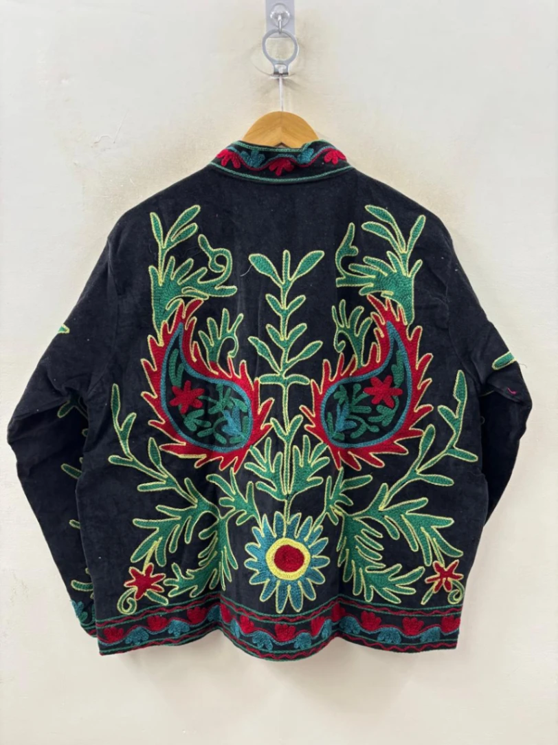 Designer Embroidered Velvet Jacket view 3