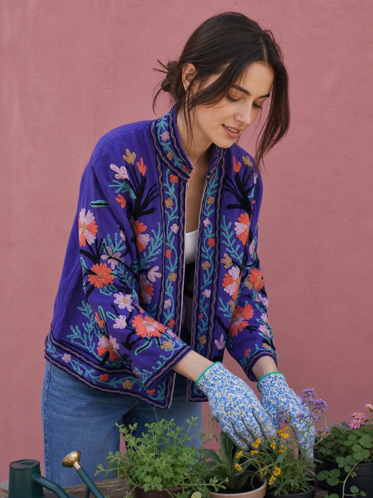 Handmade Cotton Suzani Embroidered Jacket for Women