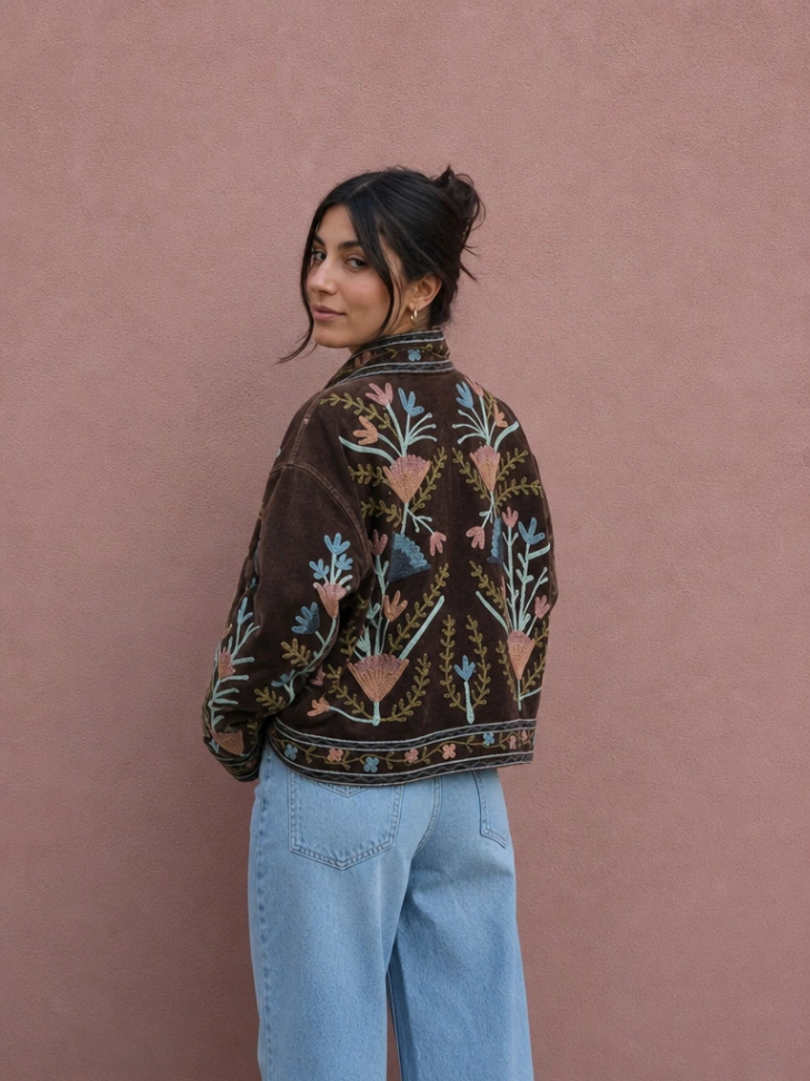 Boho Chic Velvet Suzani Coat alternate view