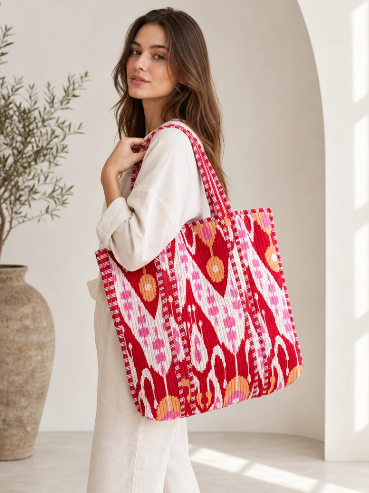 Eco-Friendly Quilted Cotton Shopping Tote Bag