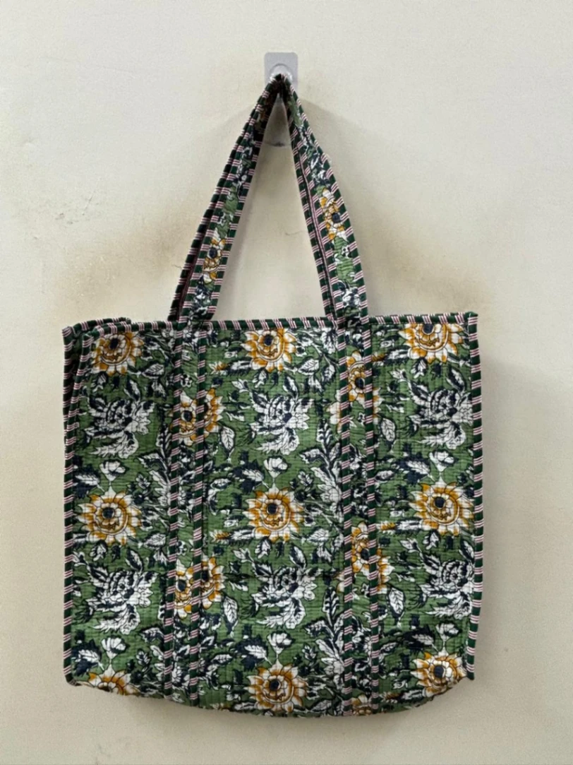 Quilted Cotton Everyday Tote Bag view 5