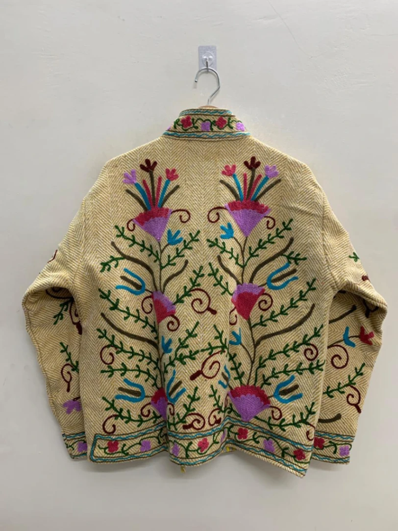Artisan Cotton Suzani Jacket – Boho Chic Embroidered Layer view 4