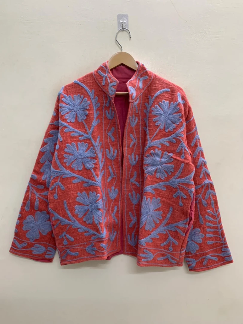 Cotton TNT Suzani Jacket – Handcrafted Embroidered Boho Layer