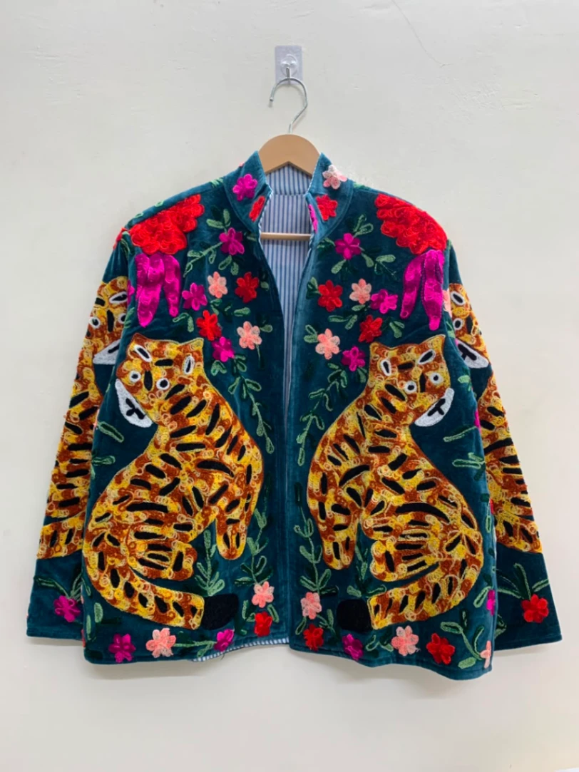 Elegant Embroidered Velvet Outerwear alternate view
