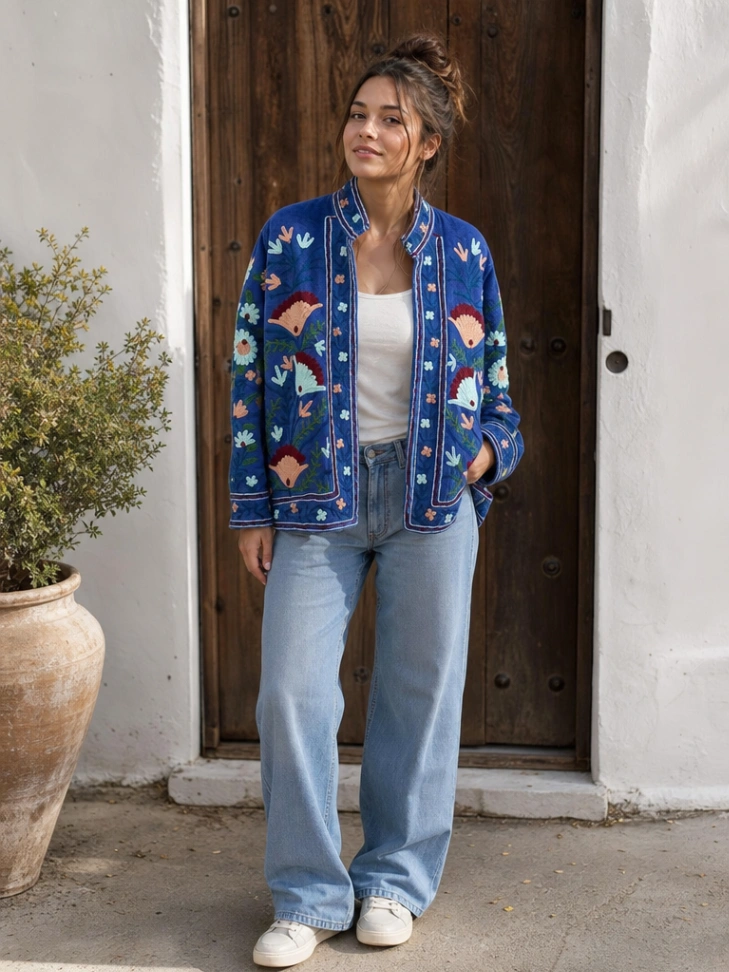 Vintage Style Velvet Suzani Jacket