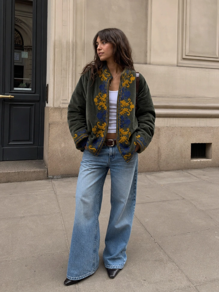 Boho Chic Velvet Suzani Coat