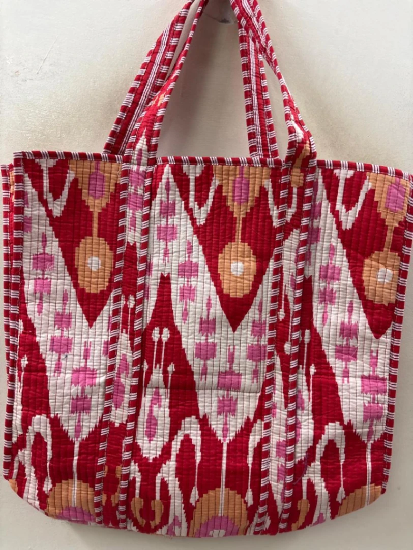 Eco-Friendly Quilted Cotton Shopping Tote Bag view 3
