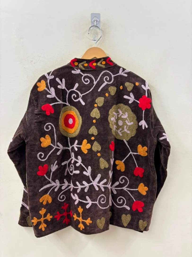 Luxury Velvet Suzani Jacket with Floral Embroidery alternate view