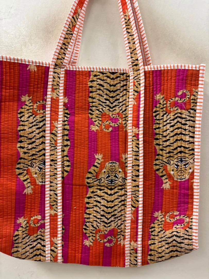 Designer Tiger Print Cotton Tote Bag view 3