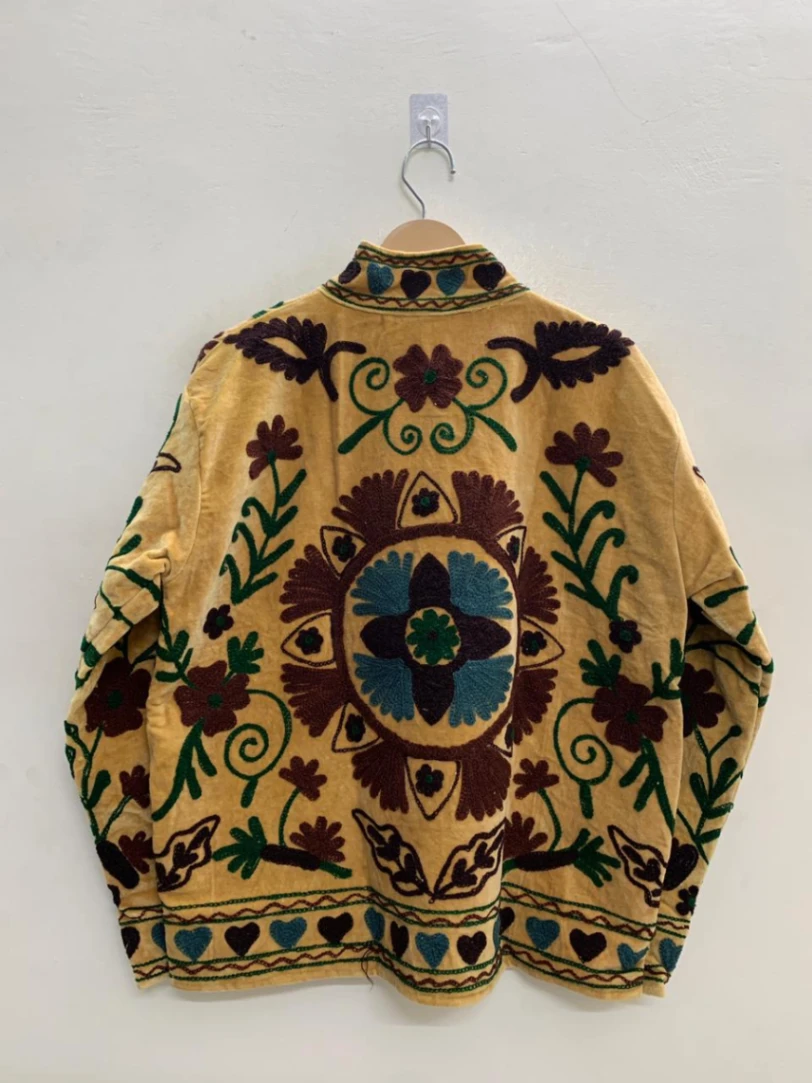 Luxury Velvet Suzani Jacket – Handcrafted Embroidered Statement Piece view 4