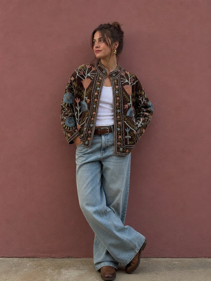 Boho Chic Velvet Suzani Coat view 3