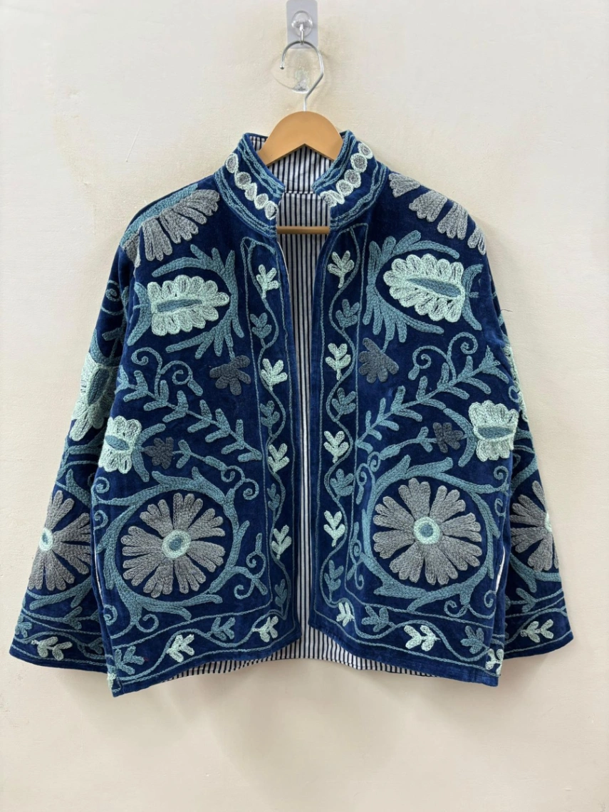 Artisan Embroidered Velvet Jacket view 3