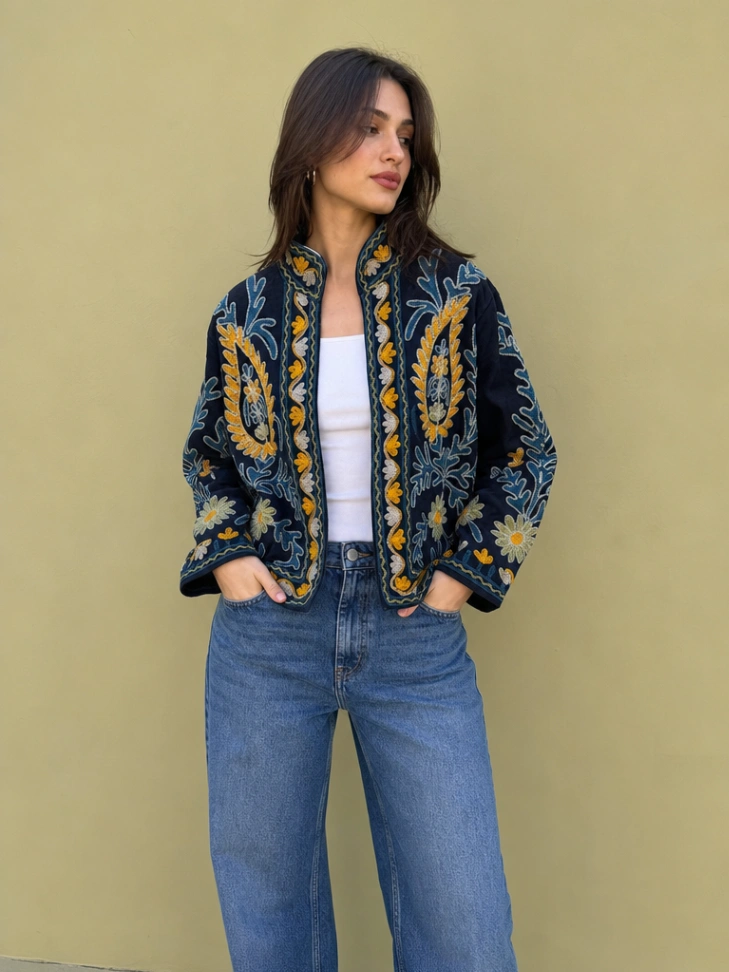 Velvet Ethnic Embroidery Jacket alternate view
