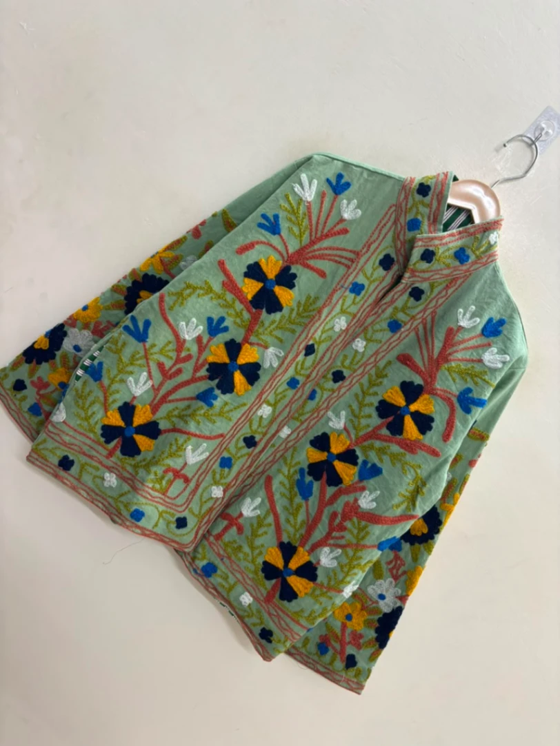 Boho Cotton Suzani Jacket with Floral Embroidery alternate view