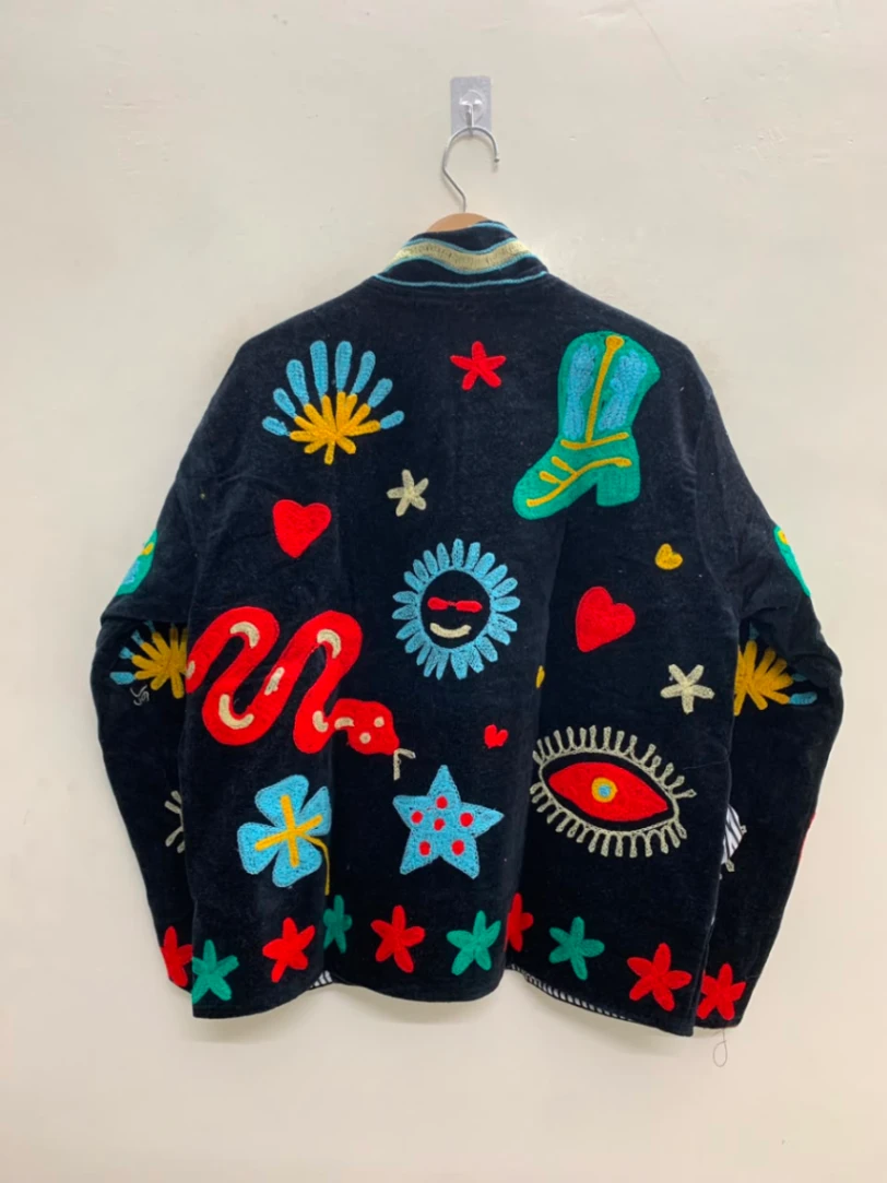 Floral Velvet Embroidered Jacket view 3