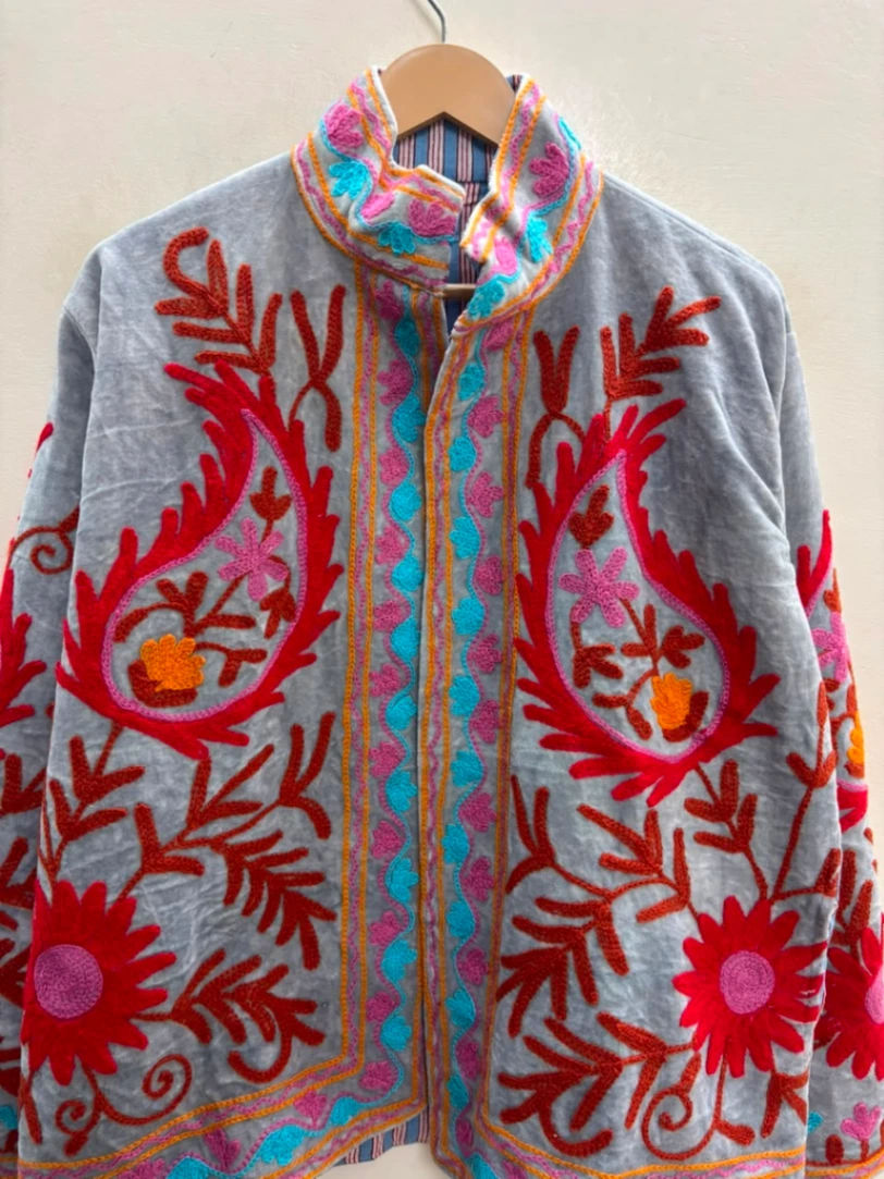 Premium Boho Velvet Suzani Embroidery Jacket view 4