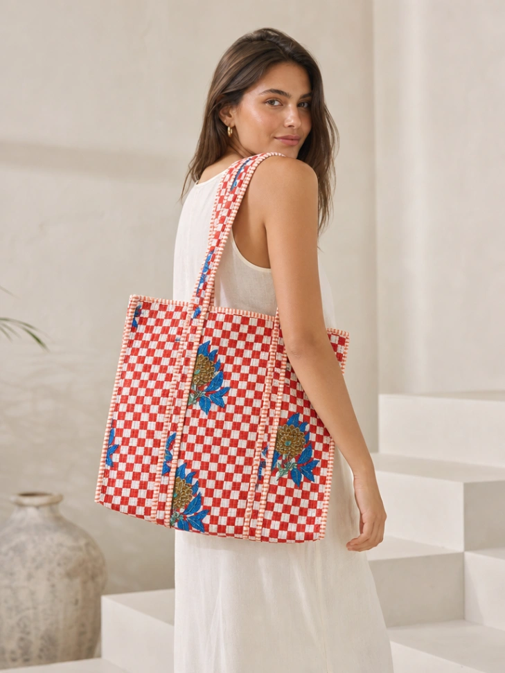 Cotton Market Tote Bag with Tiger Print